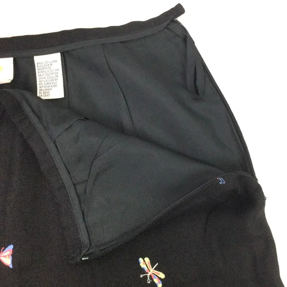 Talbots 90s Whimisgoth Artsy Linen Embroidered Nature Retro High Rise Pant 12